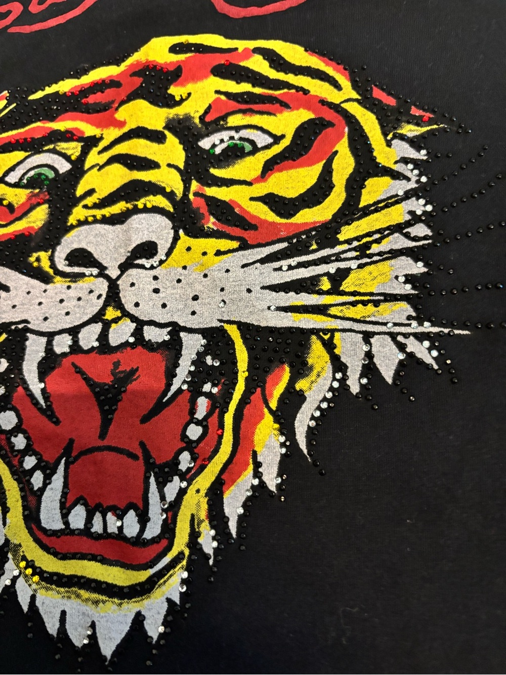 Ed Hardy Rhinestone Tiger Graphic T-Shirt Black Size Large Y2K - Picture 6 of 7